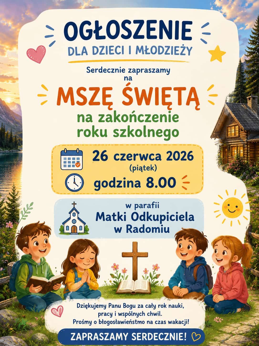 Msza święta na zakończenie roku szkolnego