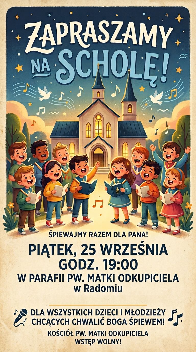 Serdecznie zapraszamy na scholę